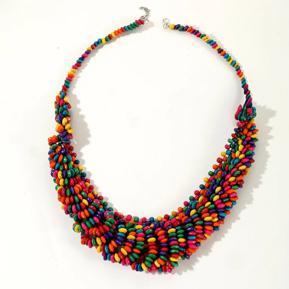 Arrived Trendy African Style Bohemian Colored Wooden Beads Handmade Beaded Necklaces For Women Summer Party Jewelry 250716