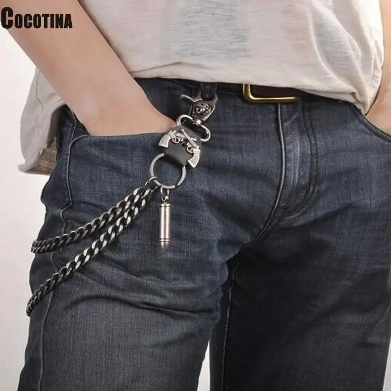 Waist Chain 2 Lines Punk Jean Adjustable Hip-hop Metal Chain Boy Clothing Accessories Mens Skull Head Metal Chains Casual 250729