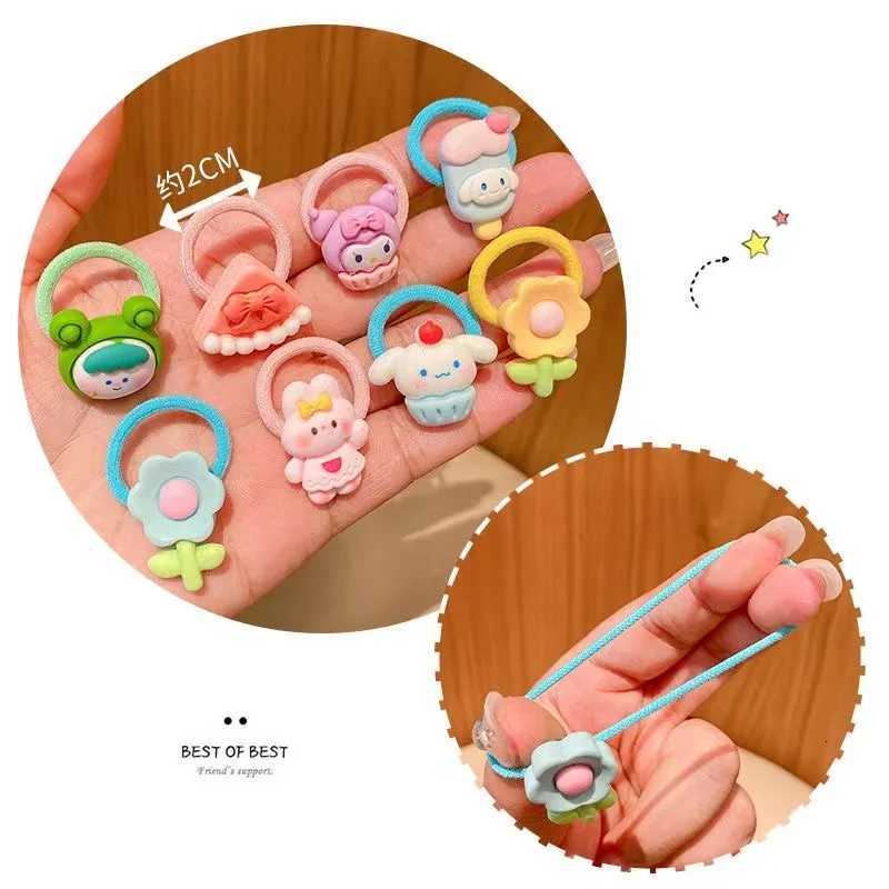 10 Piece Set 2024 New Small Thumb Ring Baby No Harm Hair Ring Childrens Cute Rubber Band Girls Headdress R250730