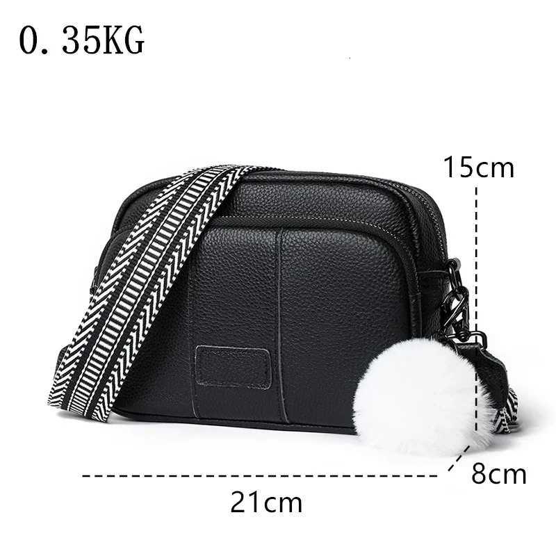 100% Genuine Leather Messenger Bag Women Fashion Style Female Handbag With Wide Shoulder Strap Hair bulb Crossbody Sac Y250730