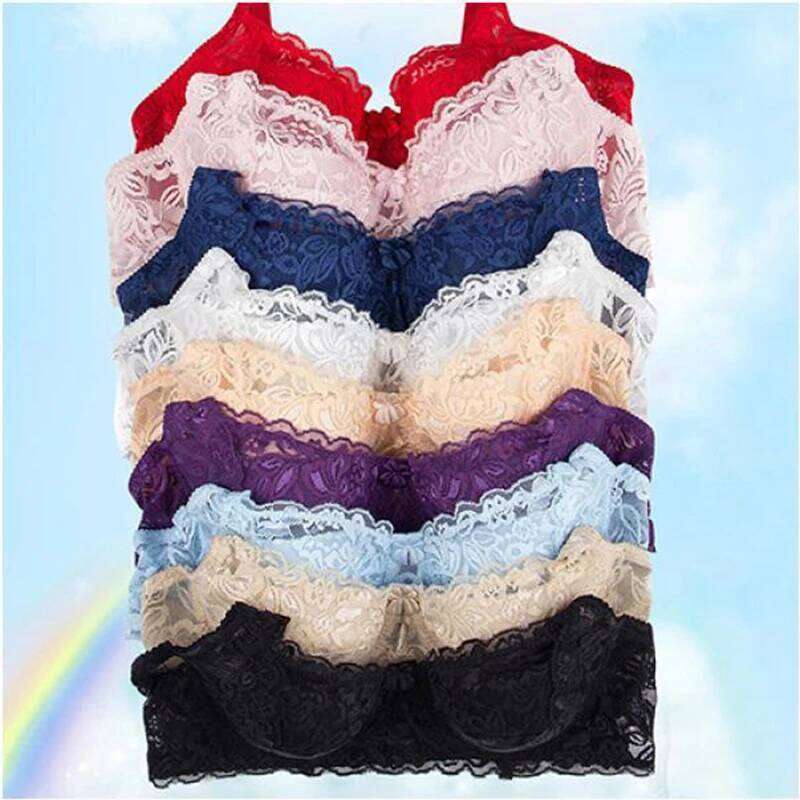 New Sexy Floral Lace Bras Women Summer Thin Push Up Brassiere Solid Color Comfort Breathable Underwear Female Fashion Lingerie