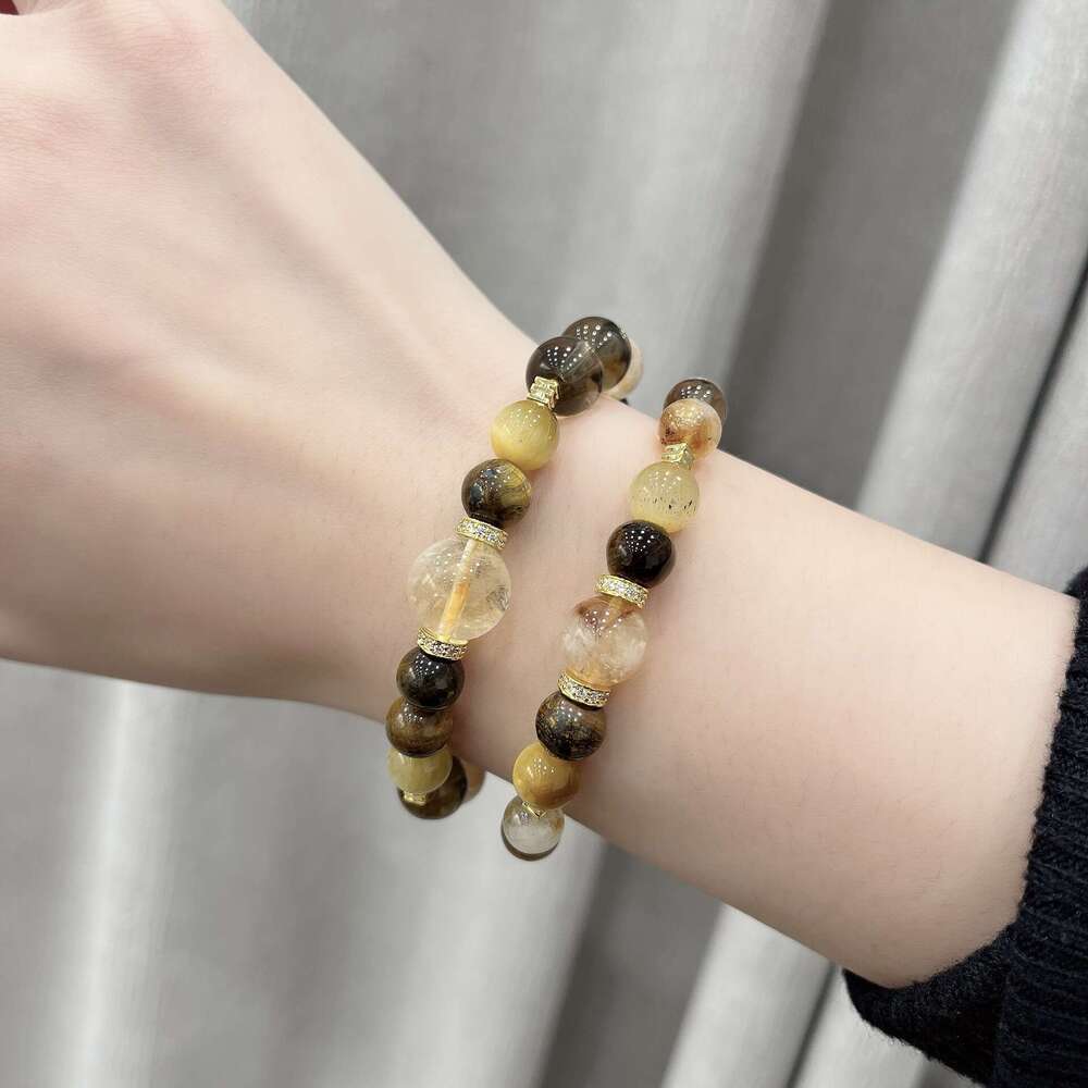 New Chinese Melad Wind Yellow Crystal Gold Lucky Style Natural Tiger Eye Stone High-end Niche Bracelet d9a