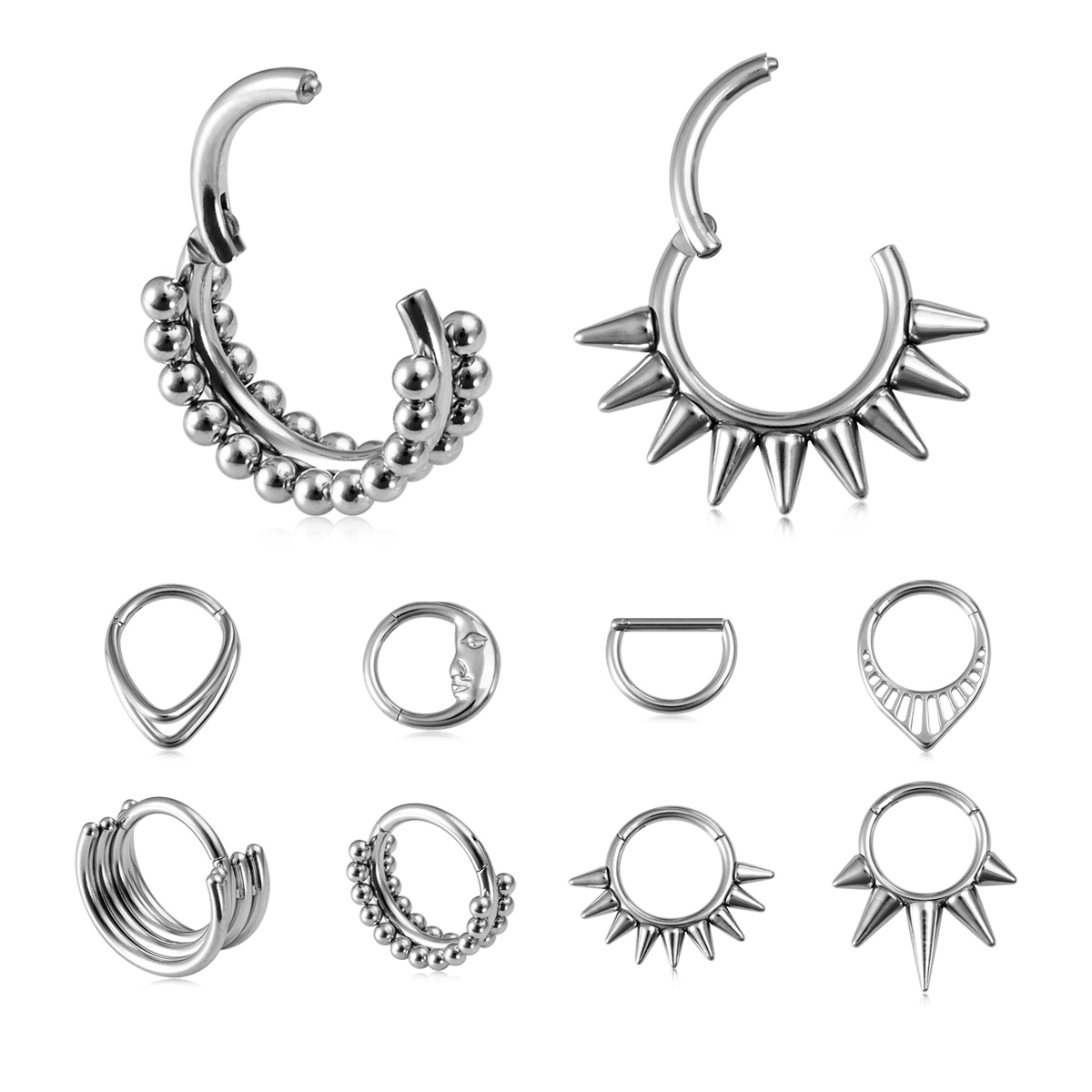 Rivet stainless steel moon water droplet nose spacer ring human puncture jewelry ear bone ring wholesale