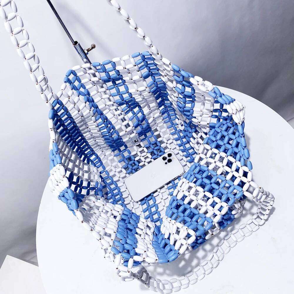 designer bagLuxury Bag Beach Rainbow Hollow Tote Bags For Women Designer Handbags And Purses 2025 New In Wood Hand-Woven Large Capacity Shoulder