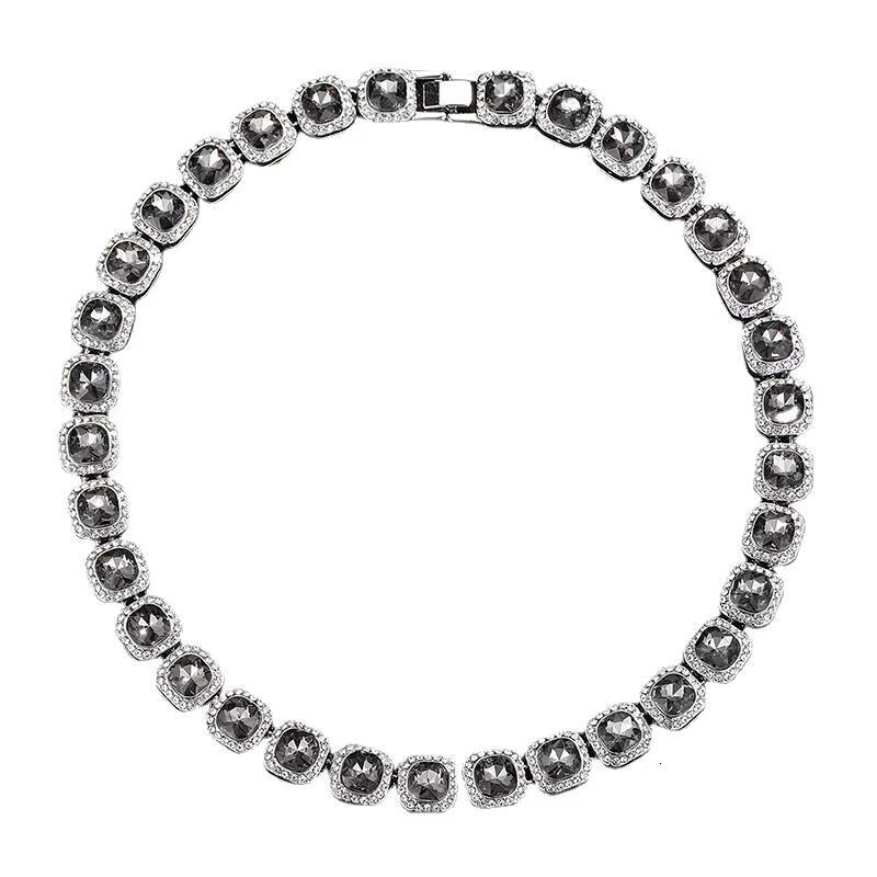 Cuban Chain Rock Sugar Jewelry Obsidian Inlaid Diamond 12mm Square Trendy Brand Fashion Stainless Steel Wholesale