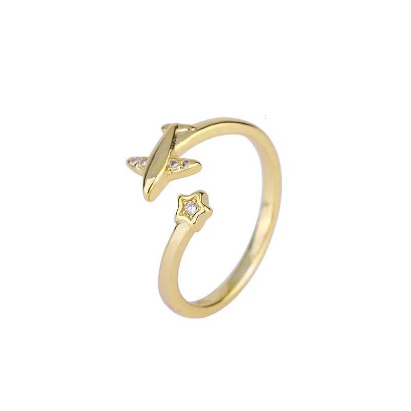 Zircon Airplane Adjustable Open Finger Rings for Women Korean Charm Fashion Jewelry Wedding Gift y250730
