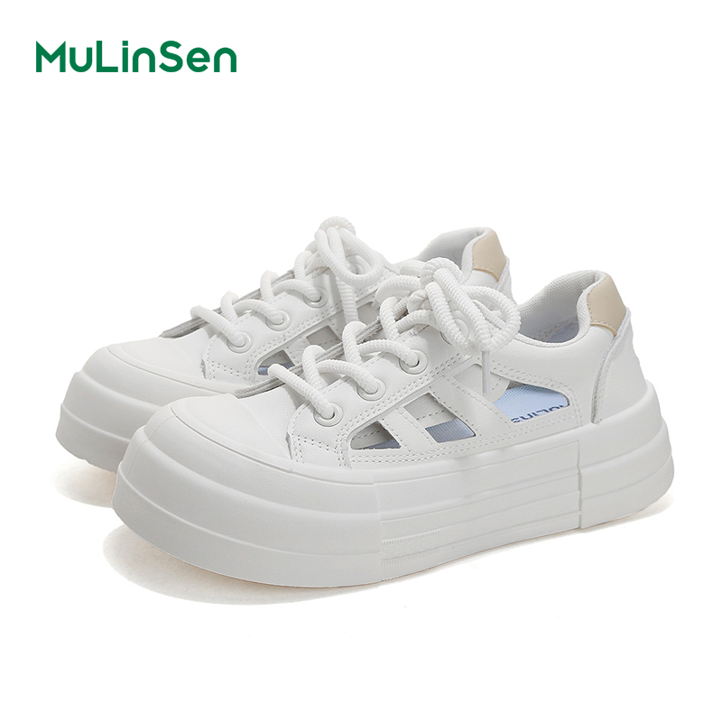Mulinsen sneakers women's 2025 new summer hollow breathable ugly cute big head sports sandals women's casual white shoes