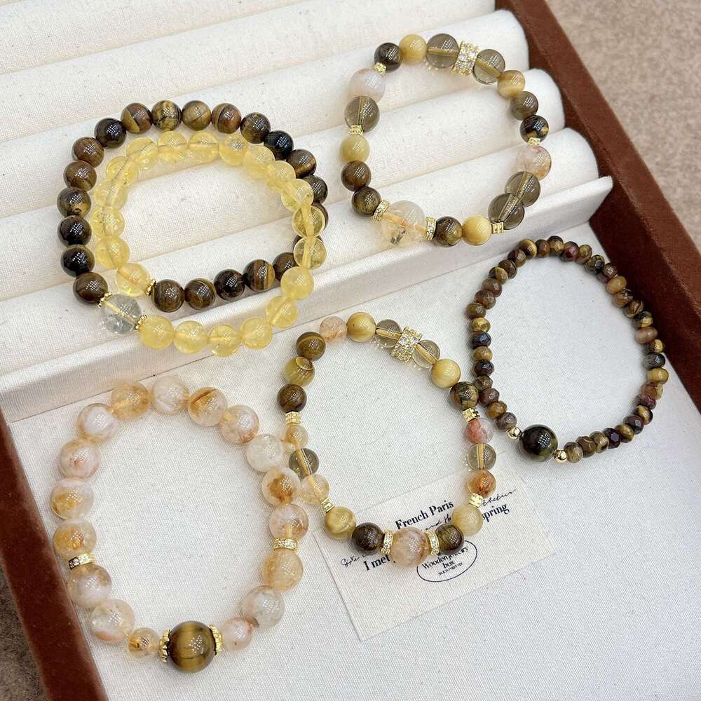 New Chinese Melad Wind Yellow Crystal Gold Lucky Style Natural Tiger Eye Stone High-end Niche Bracelet d9a