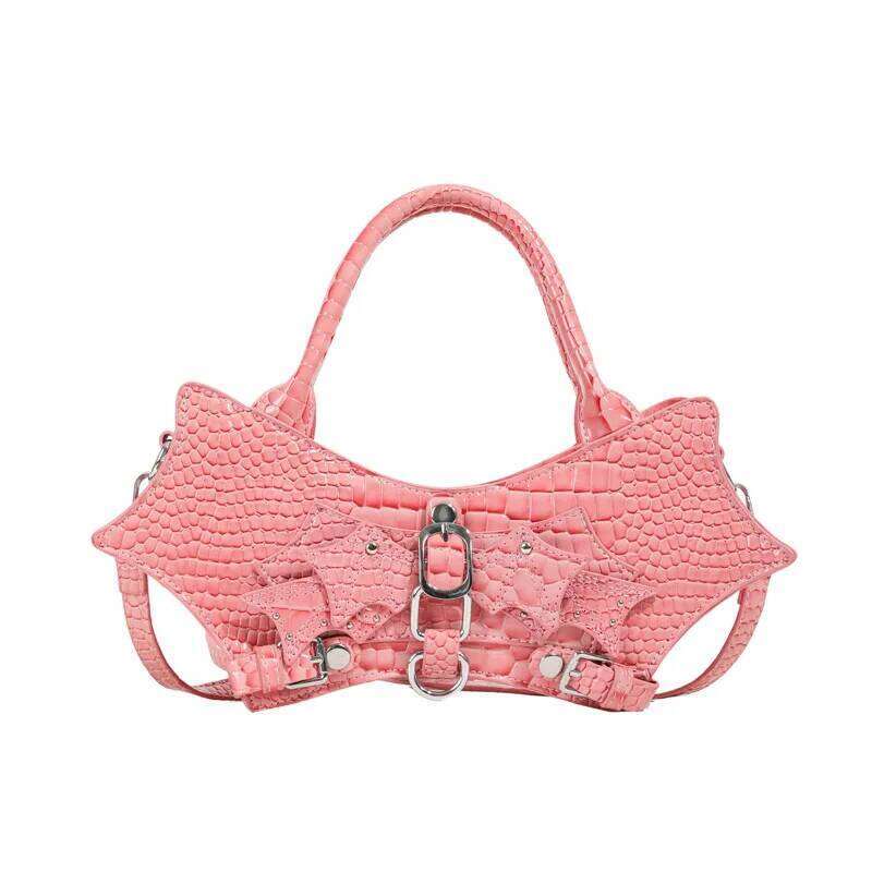 designer bag Fashion New Wings Bat Shoulder Women's Bag Crocodile Girls Crossbody Pure Colour Handbag Metal Decoration PU Material