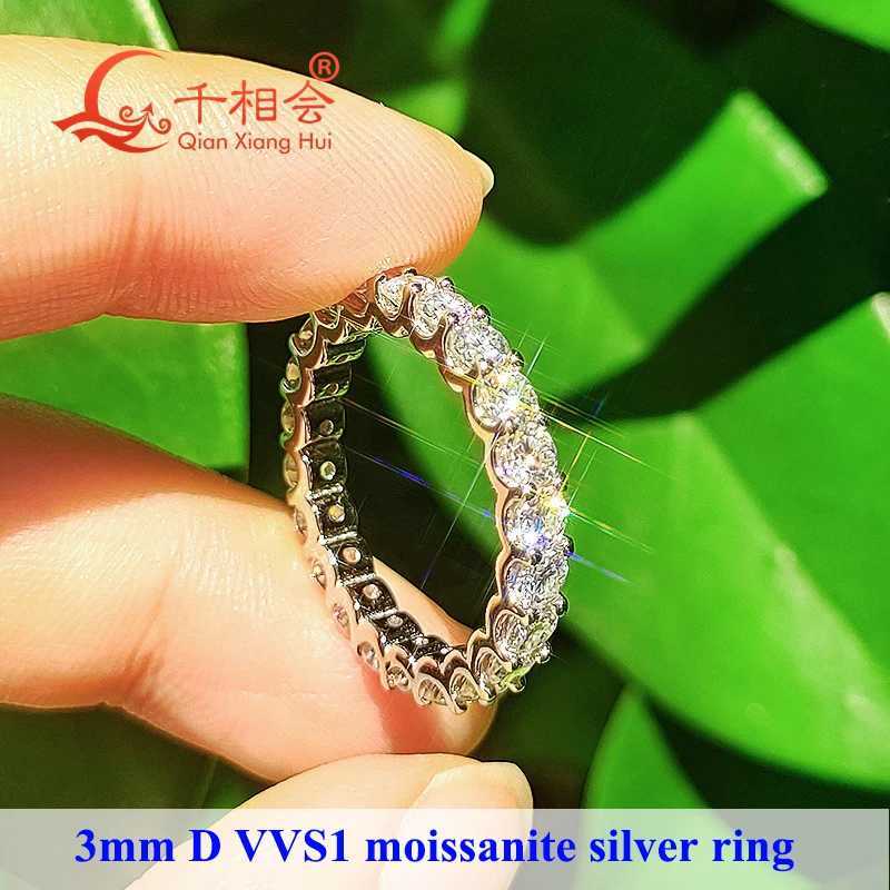 0.1ct 3mm round D VVS Moissanite Full Eternity Band Ring 925 Sterling Silver Jewelry for Men and Women Engagement Gift Party Dating y250730