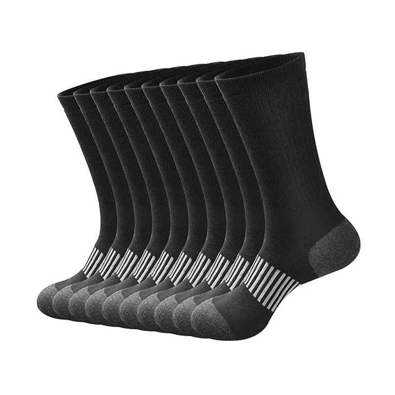 6 Pairs Men Basketball Sports Socks Fashionable Black White Color Sweat Absorbing Breathable Comfortable Leisure Running Socks Z250731
