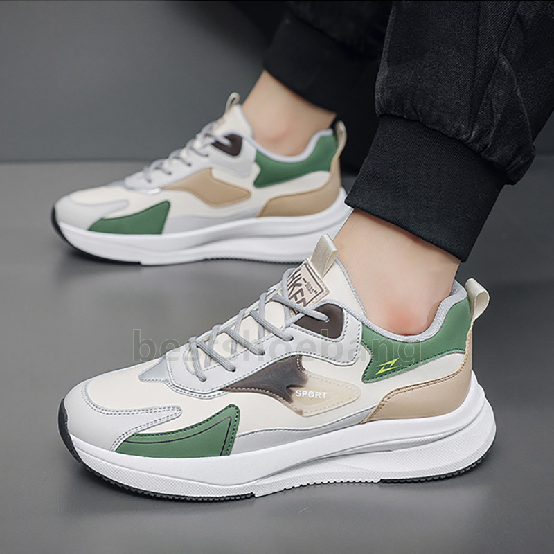 designer shoes sneakers lightweight leather trainers mens shoes fashion white green black thick-sole comfort durable non-slip sneaker size 39-44