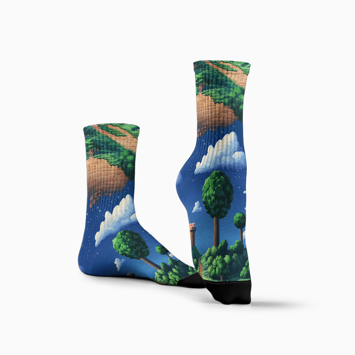 Retro Game Landscape Unisex Tube Designer Socks C123