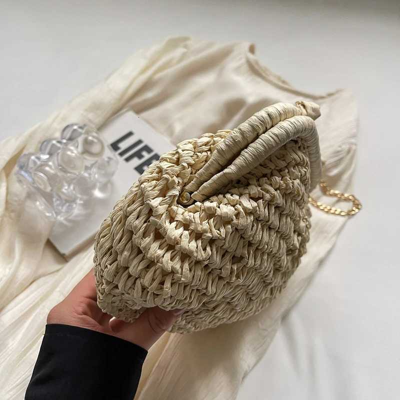 Fabric Straw Woven Shoulder Bags Grassland High Beauty Womens Bags 2025 Hot Sale New CHAINS Versatile Womens Handbags Y250730