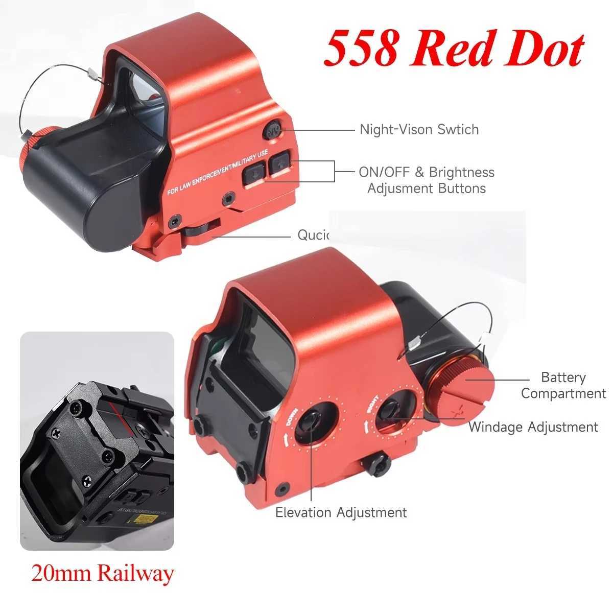 551 552 558 Red Metal Sight Green Red Dot Optic Adjustable Brightness Reflex Hunting Airsoft Rifle Scope 20mm Rail Mount R250730