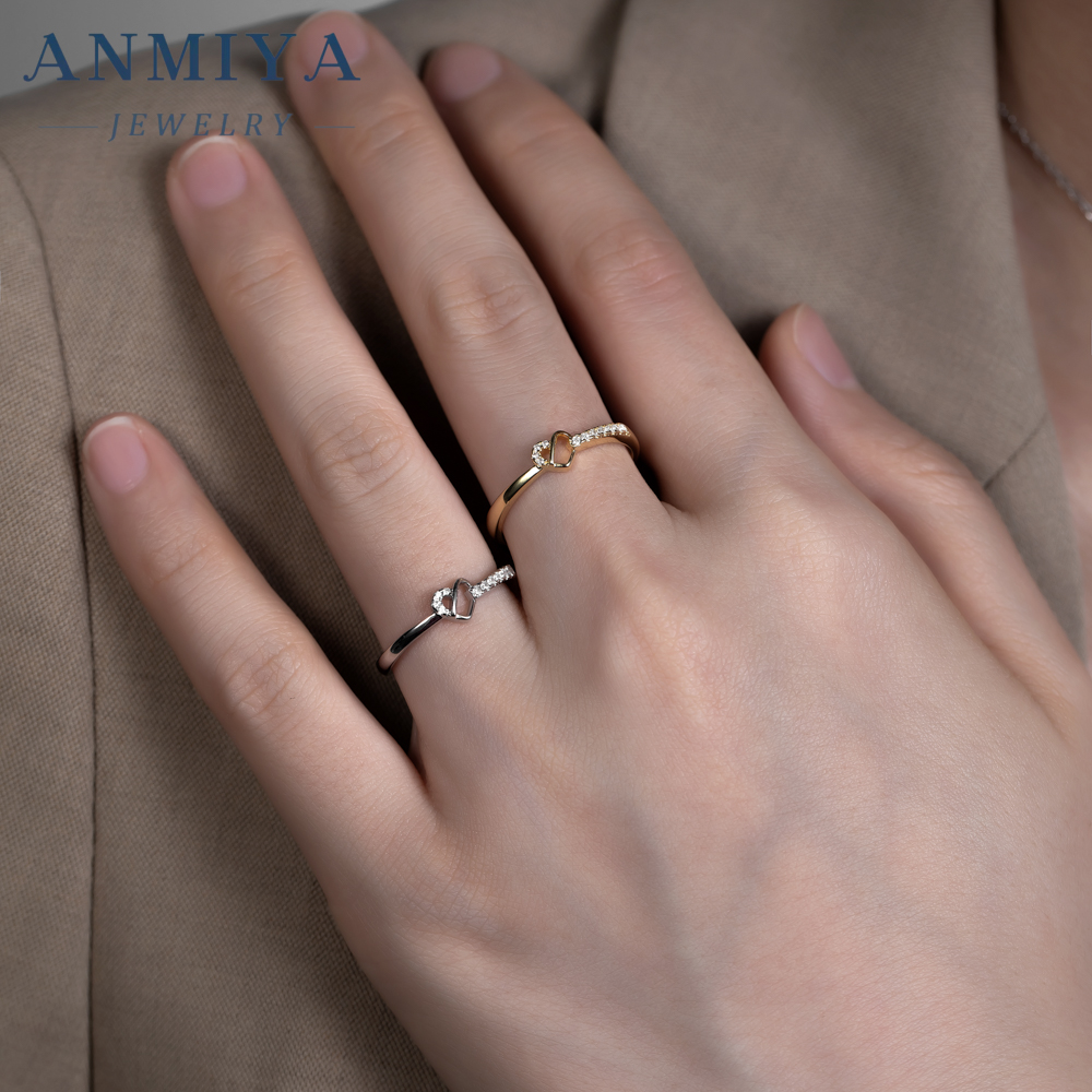 Tender Vintage Link 925 Sterling Silver Ring Romantic Heart Shape Jewelry for Women Valentine's Day Gift