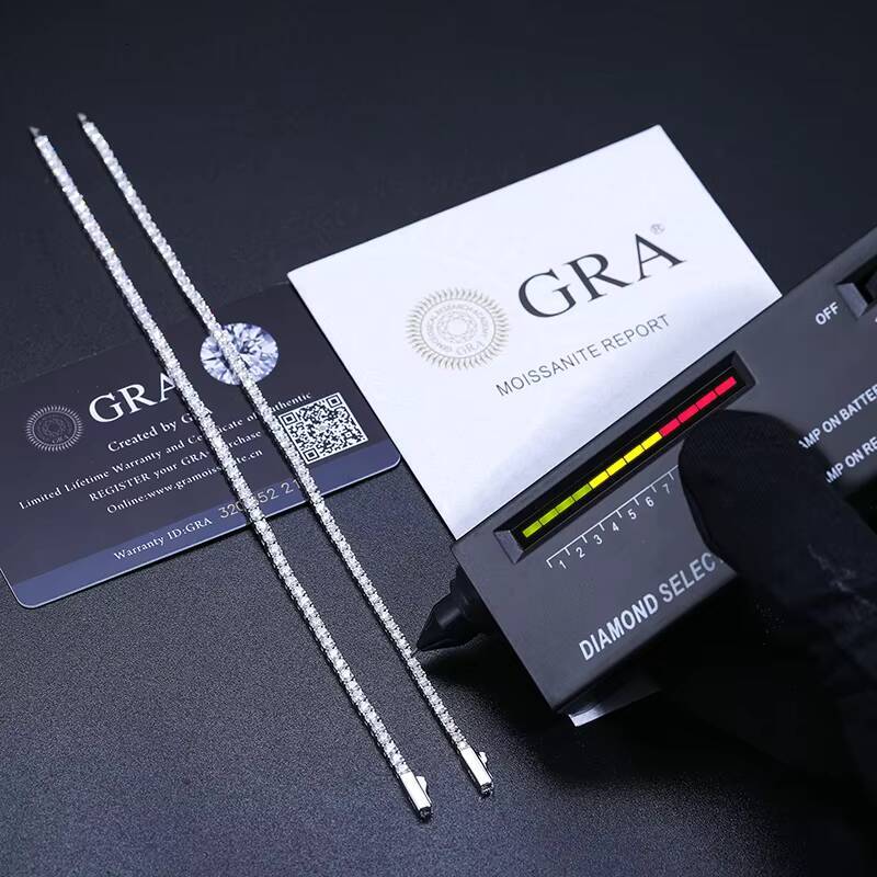 Factory Price Diamond 2mm 2.5mm Tennis Chain 925 Silver Vvs Moissanite Hip Hop Iced Out Tennis Bracelet