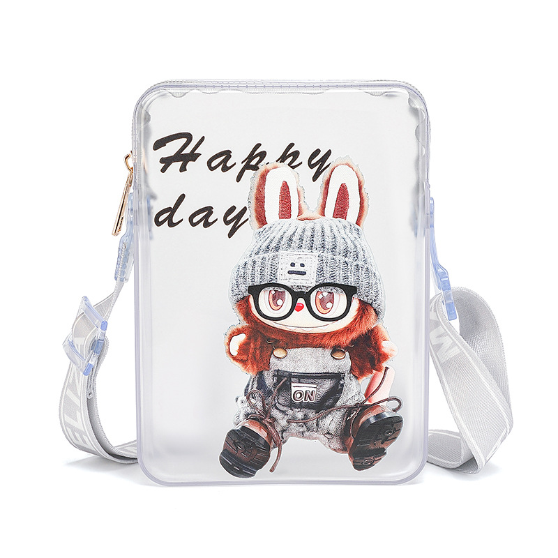 Cross Body Niche Mini Women's Transparent Crossbody Jelly Bag Cute Phone Bag Labubu