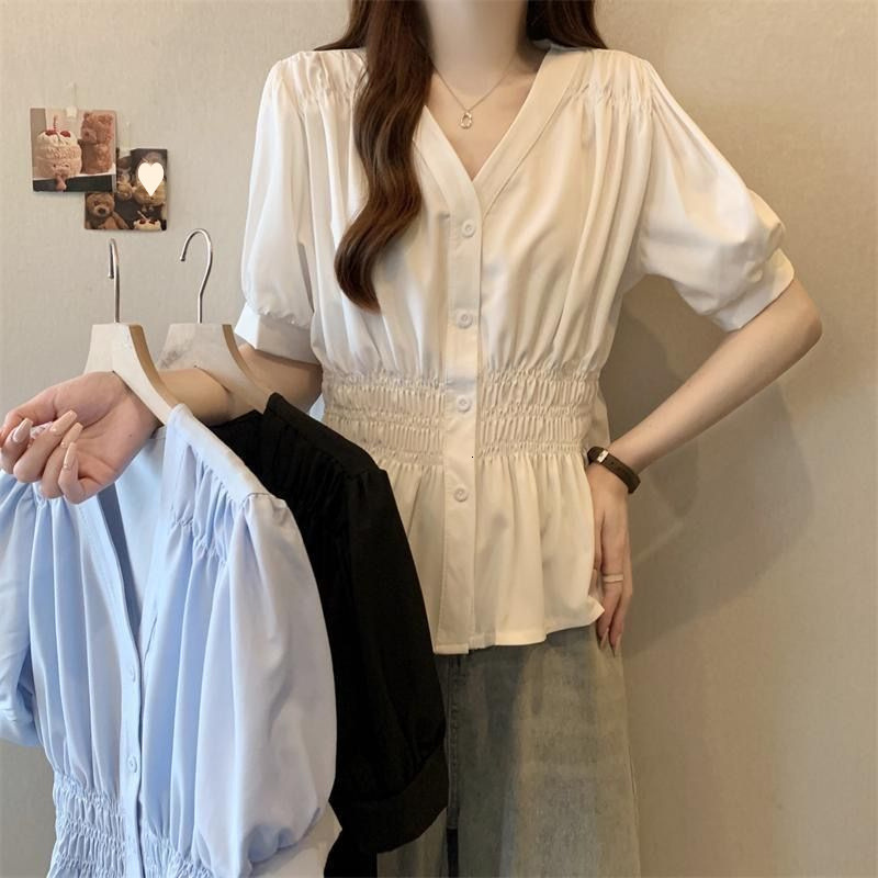 2025 plus size women's S summer shirt short sleeved solid color top waist slim fit chubby girl new designer T-shirt