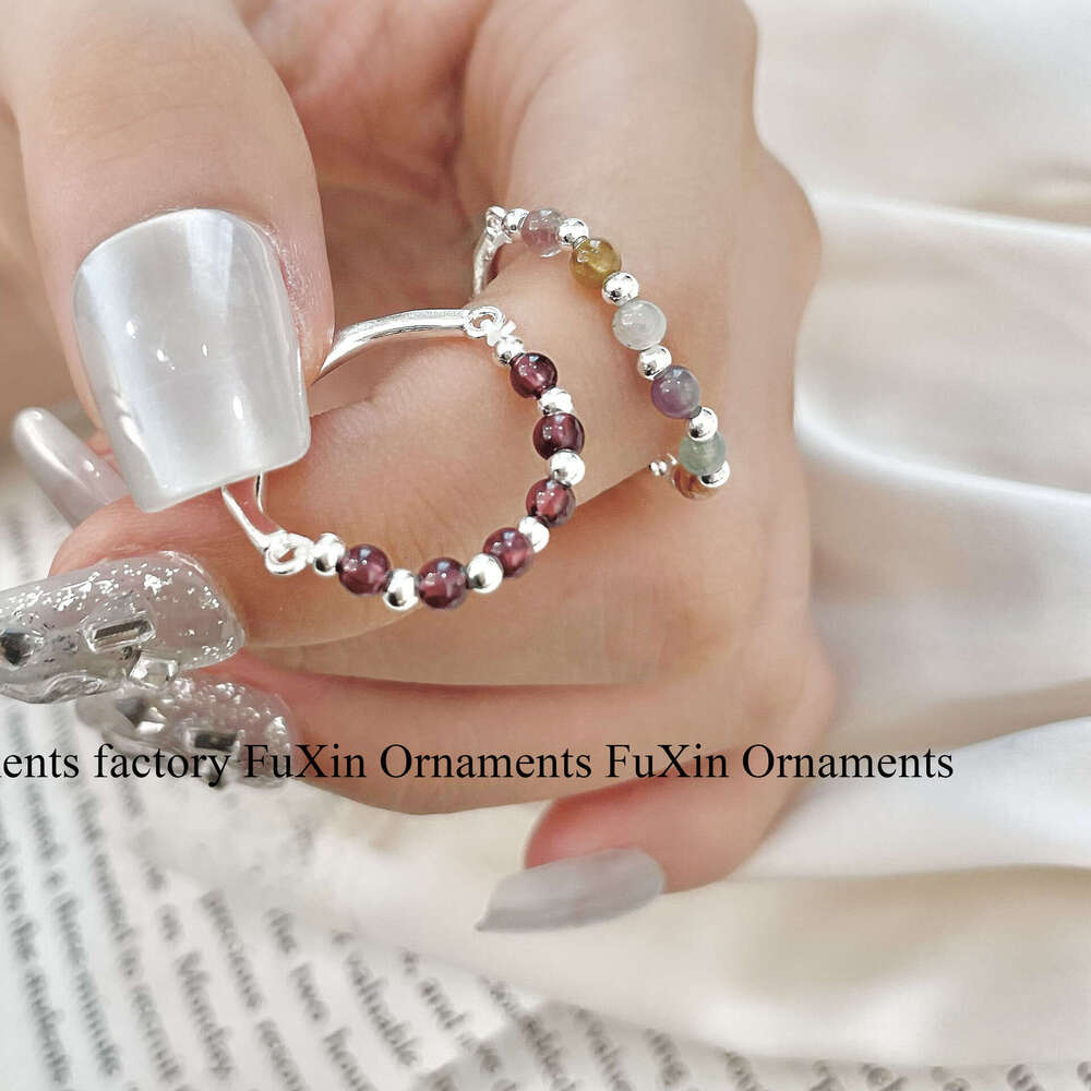 Minimalist INS Style Light Luxury High-End Niche Design Half-Hoop Elegant Women Beaded Round Bead Ring 6c5