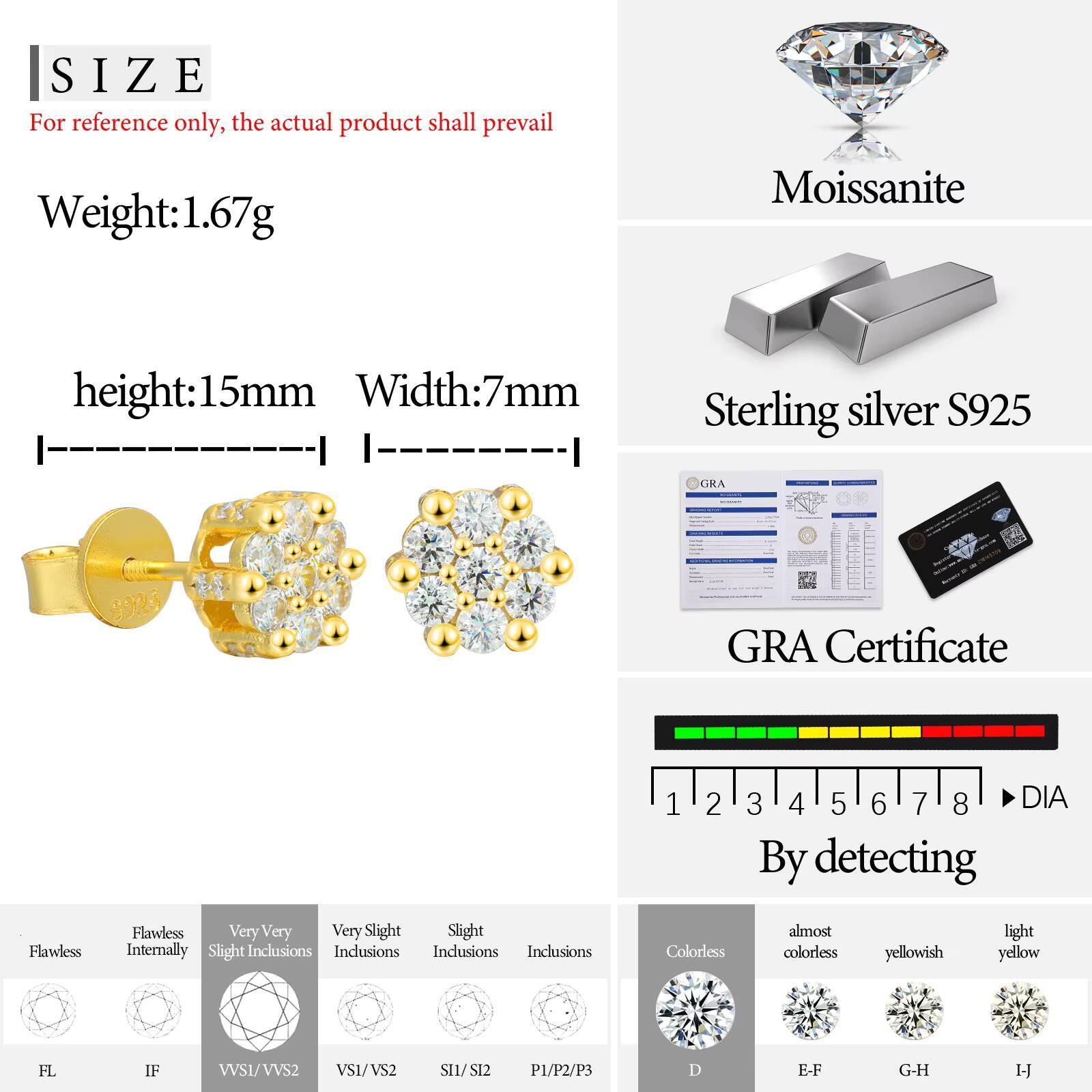Fashion Jewelry Wholesale Flower Shape Custom 925 Sterling Silver VVS Moissanite Diamond Cluster Stud Earring