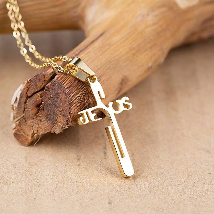 Marlary Minimalist Mens Women Small Gold Stainless Steel Jesus Cross Pendant Necklace Men Jewelry Store