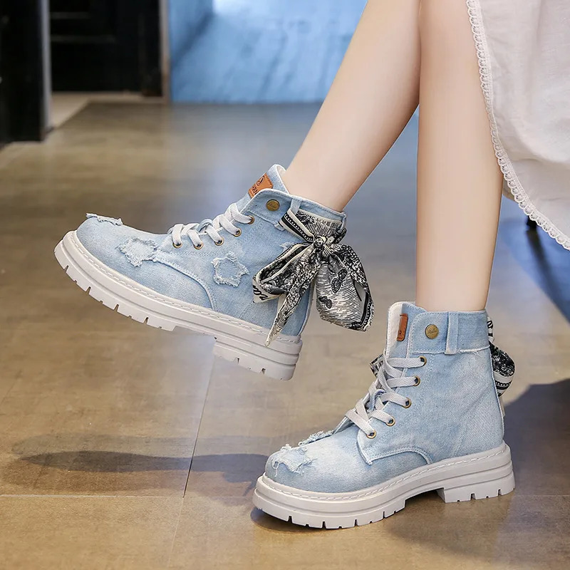 Arrivals Blue Denim Boots Women Harajuku Womens Platform Boots Comfort Versatile Ankle Boots For Women botas mujer 250729