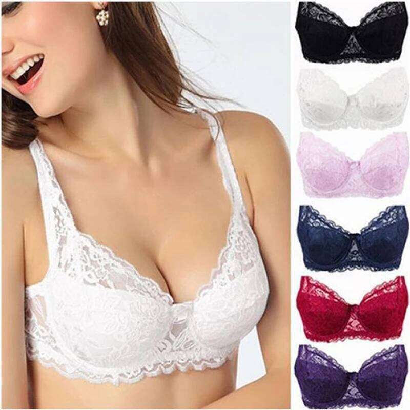 New Sexy Floral Lace Bras Women Summer Thin Push Up Brassiere Solid Color Comfort Breathable Underwear Female Fashion Lingerie