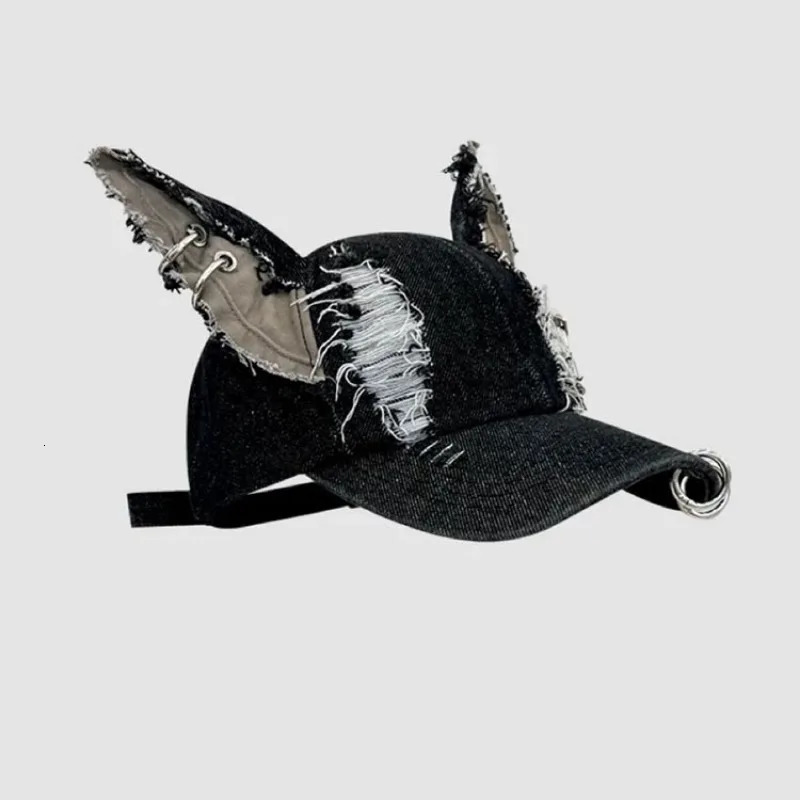 Y2k Girl Graffiti Jeans Rabbit Ears Cowboy Baseball Hat Wash Graffiti Hip Hop Cap Women Men Party Team Baseball Cap 250730