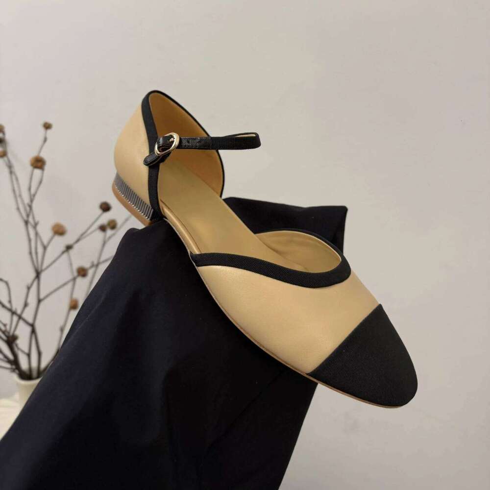 Women Size34-41 Genuine Leather Flats Mary Janes Low Heels Round Toe Buckle Strap Roman Designer Shoes Zapatillas De Mujer 835