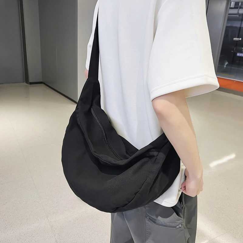 Solid Color Canvas Female Crossbody Bags For Women Large Capacity Shopping Messenger Bag Student Shoulder Bag Unisex School Bag Y250730
