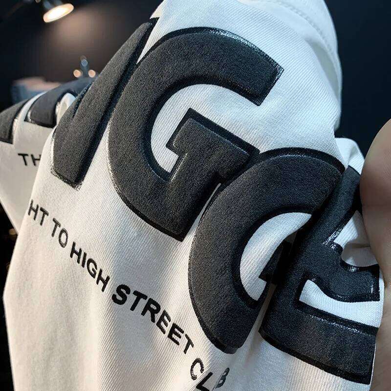 Ink emed letter short sleeved T-shirt for men in summer, American high-end fashion, casual versatile breathable top