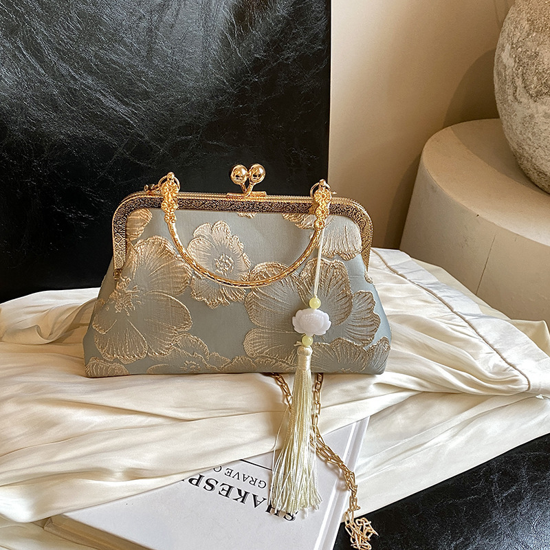 Qipao new style Chinese Hanfu elegant large flower shoulder bag, women's crossbody bag designer bag, women's handbag