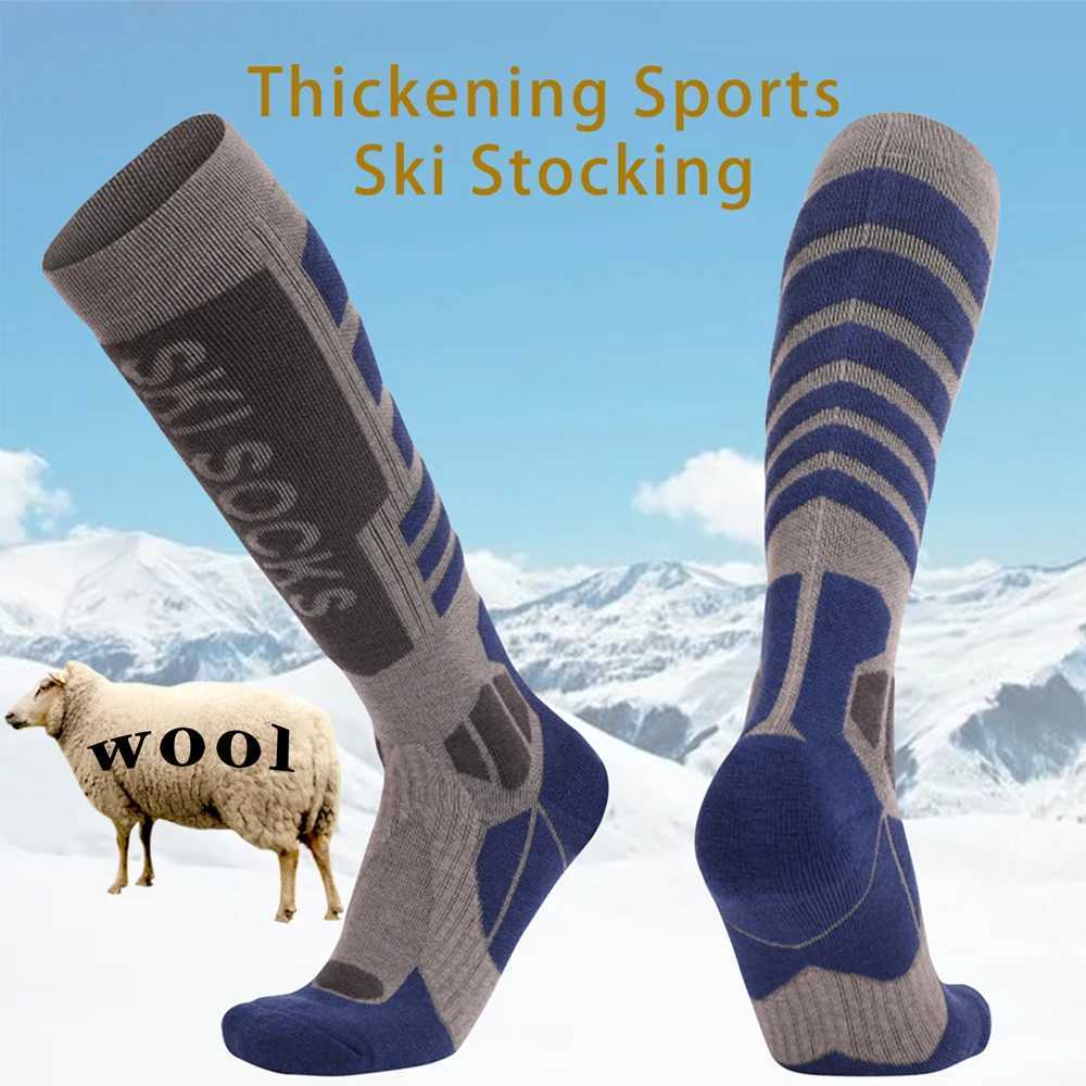 1 Pair Professional Merino Wool Ski Socks Outdoor Sports Thickened Terry Keep Warm Knee High Long Skiing Snowboard Hiking Socks Z250731
