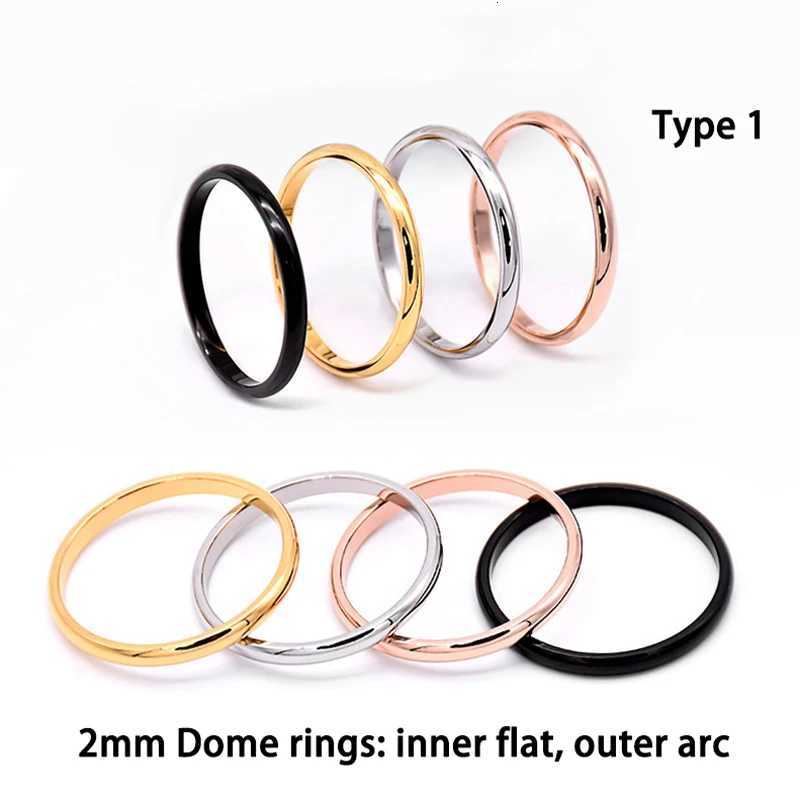 1mm 2mm Stainless Steel Thin Rings for Women and Men Dome Flat Rounded Rose Gold Black Minimalist Jewelry Silver Color 4pcs/lot y250730