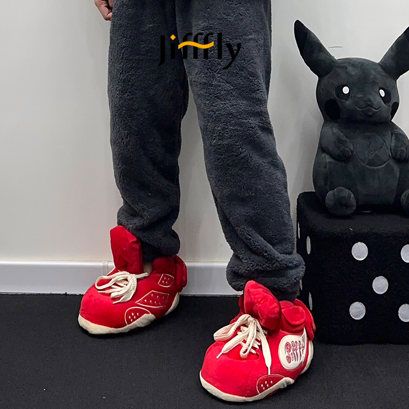Cute Cartoon Character Jifffly Warm Cotton Slippers with Soft Fur - Unisex Comfort Footwear Collection