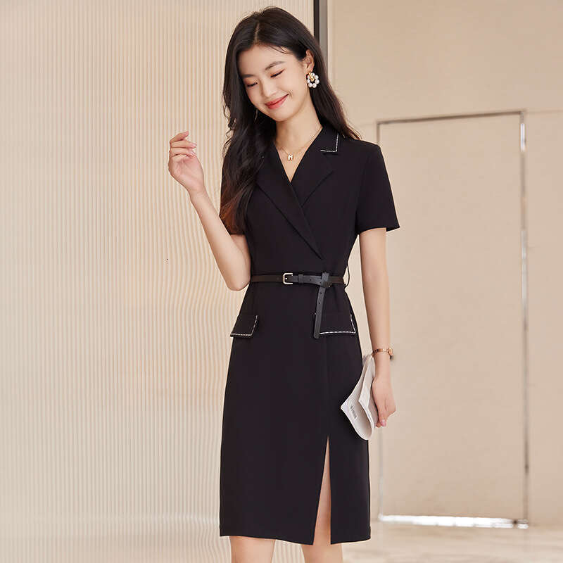 Light Blue for Women, Summer Thin Style, Petite Elegant Commuter Slim Fit Formal Work Suit Dress