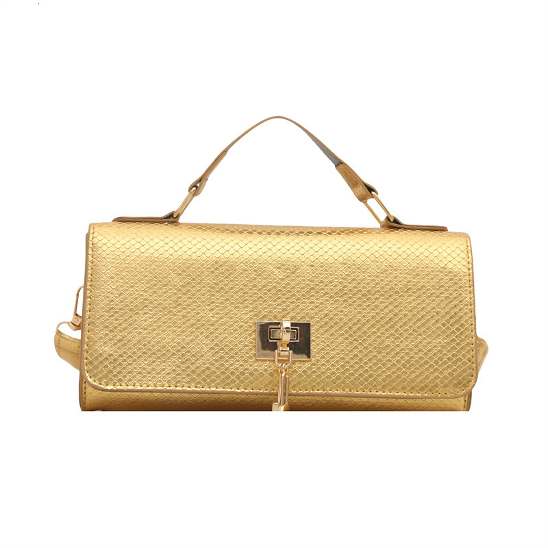 Women's 2025 New Fashion Snake Pattern Lock Handbag Niche Light Luxury Shoulder Crossbody Small Square Bag ddmymoon