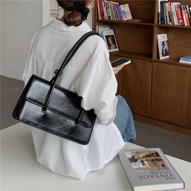 Simple Womens Underarm Bag Vintage Green Ladies Square Shoulder Bags Winter Fashion Female Tote Purse Top Handle Handbags Y250730