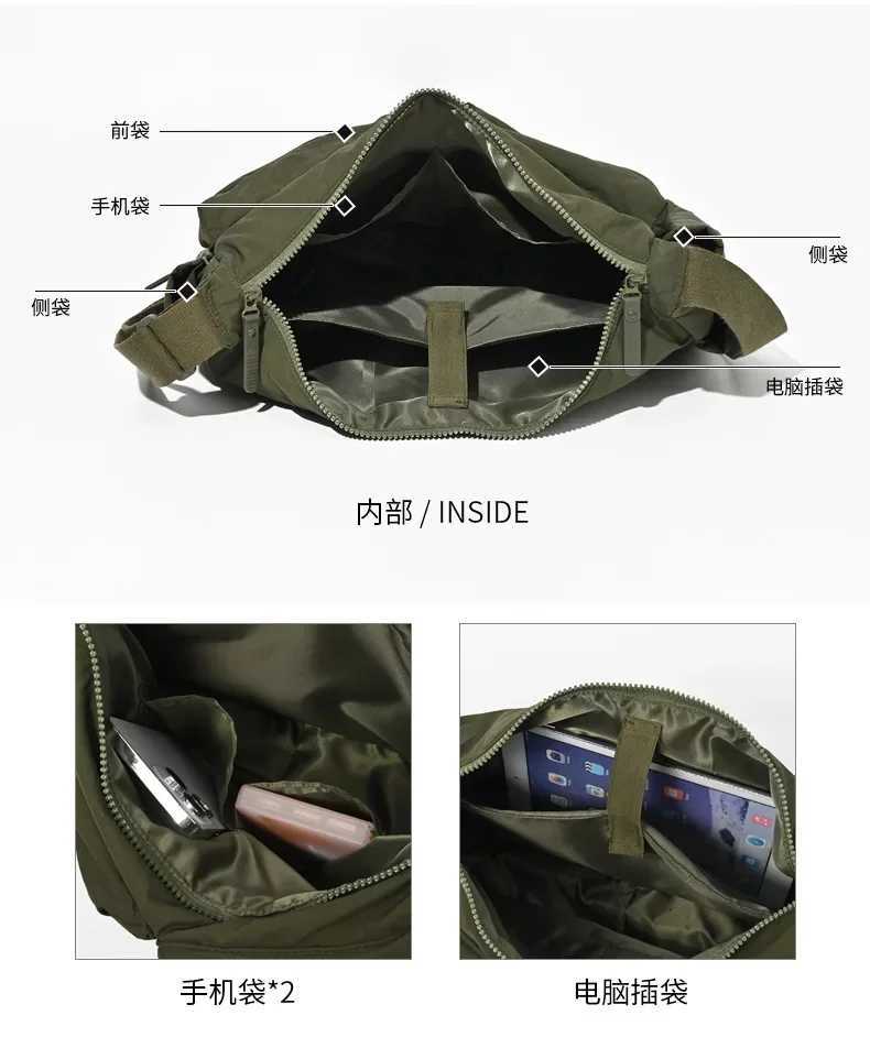 Multi-pocket Mens Nylon Crossbody Bags Large Capacity Womens Laptop Bag Waterproof Travel Shoulder Bag Tote Portable Handbags Y250730