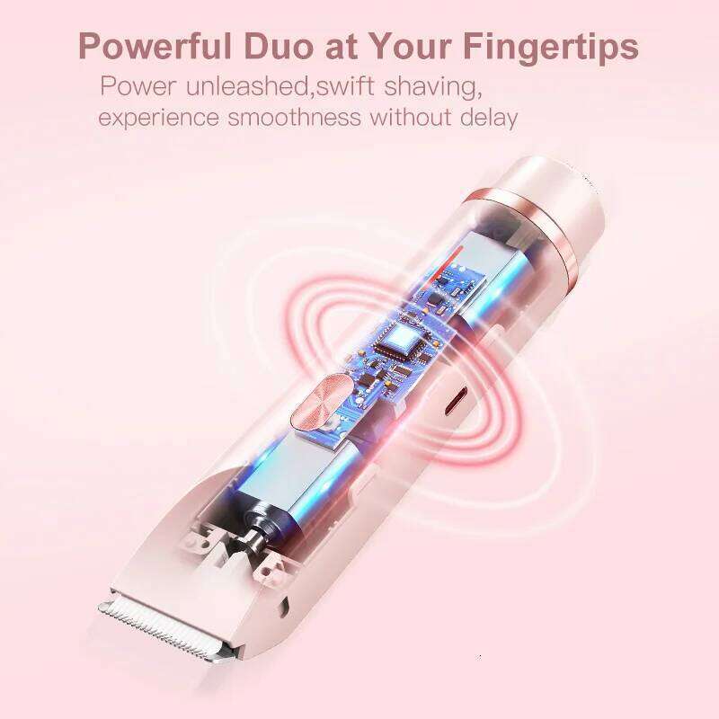 Dual Electric for Women Waterproof Wet & Dry Razors 2 in 1 Bikini Hair Trimmer Detachable Head Shaver