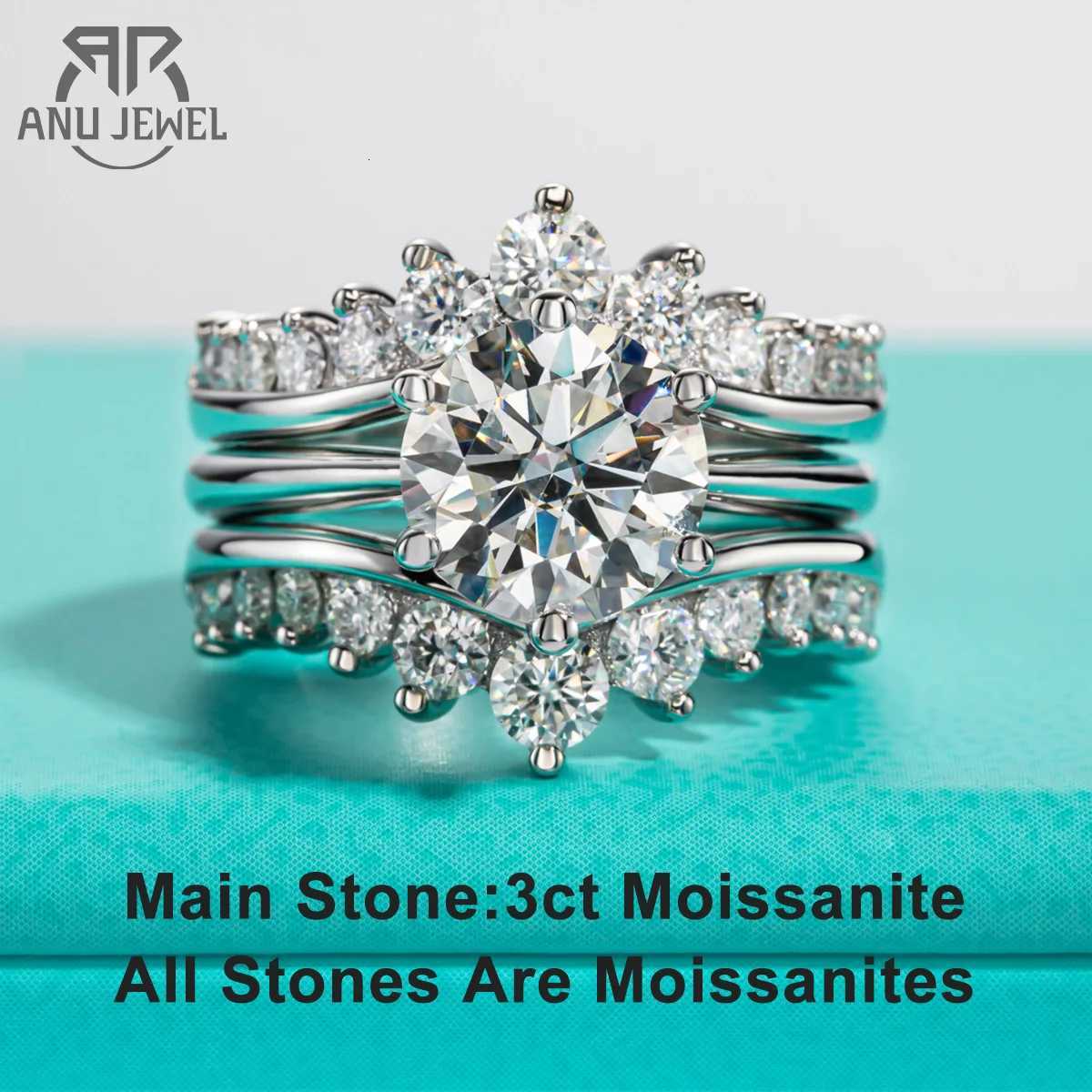 3CT D Color Moissanite Wedding Bands 18k Gold Plated 925 Sterling Silver Bridal Ring Set For Girls Jewelry Wholesale y250730
