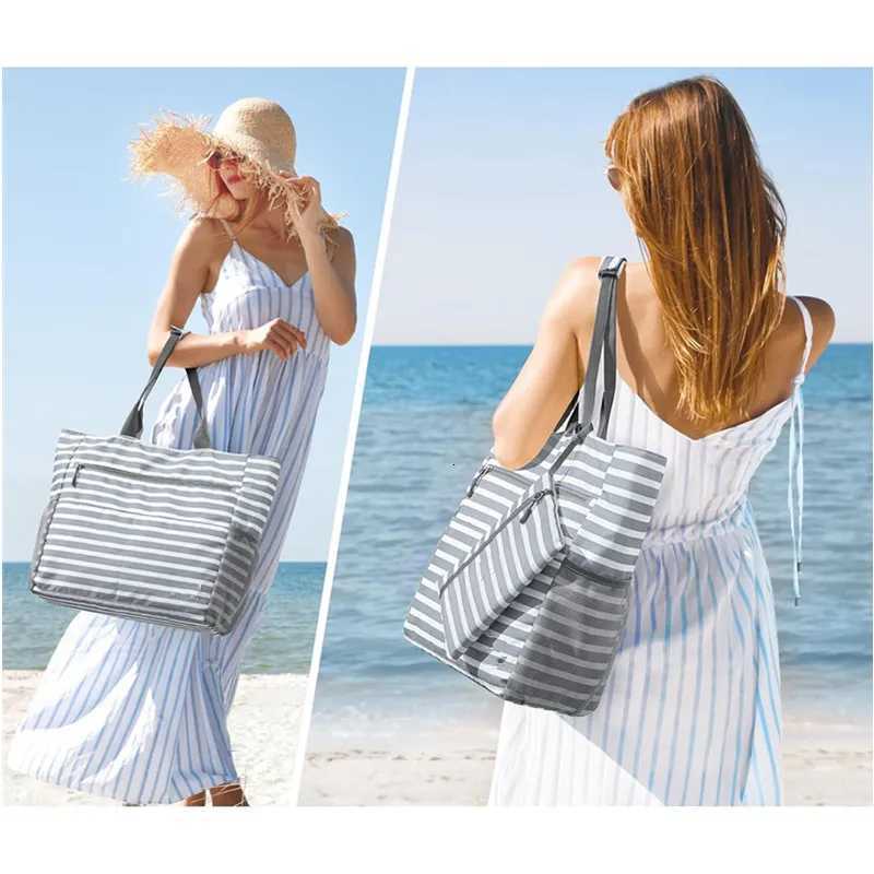 1pcs Beach Tote Bag Waterproof Foldable Large Capacity Lightweight Portable Travel Storage Bag for Outdoor Swimming Vacation G250729