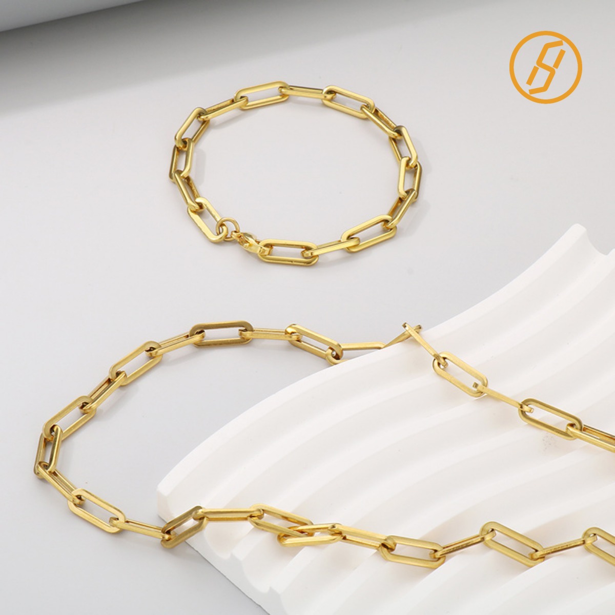 Personalized Titanium Square Wire Necklace Bracelet - Versatile Electroplated Stainless Steel Sweatshirt Chain for Men and Women Couples Z260313