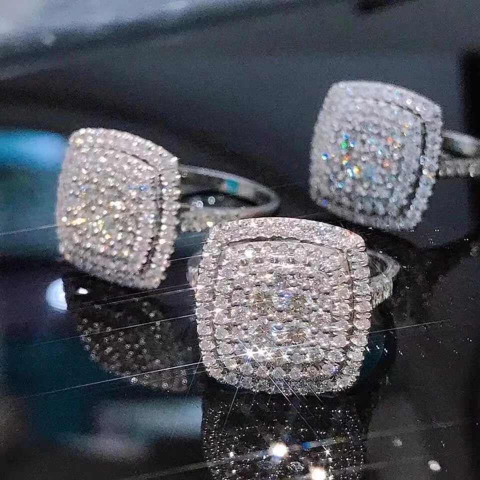 925 Sterling Silver Square Moissanite Ring as a Jewelry Gift for Womens Engagement Party y250730