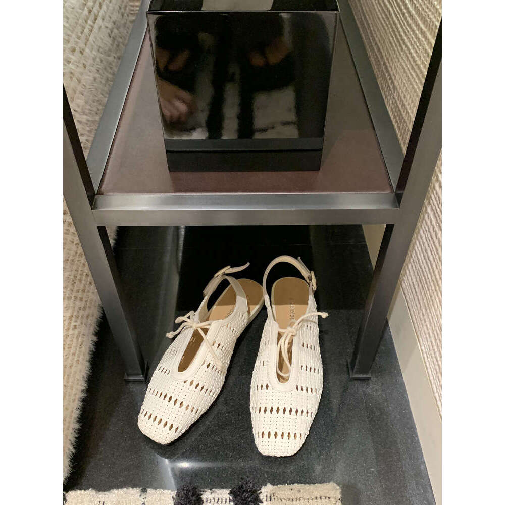 Sheepskin~Grape Mom Hollow Woven Closed-Toe Sandals Genuine Leather Summer Outdoor Vacation Backless Single Shoes for Women