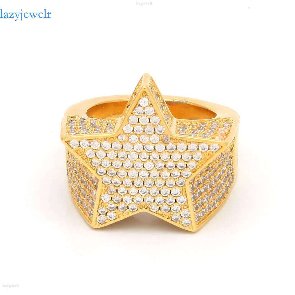 men's passed GRA Dia Five-pointed Men's star Hip Hop trendy moissanite dia gold sterling sier cuban women ring
