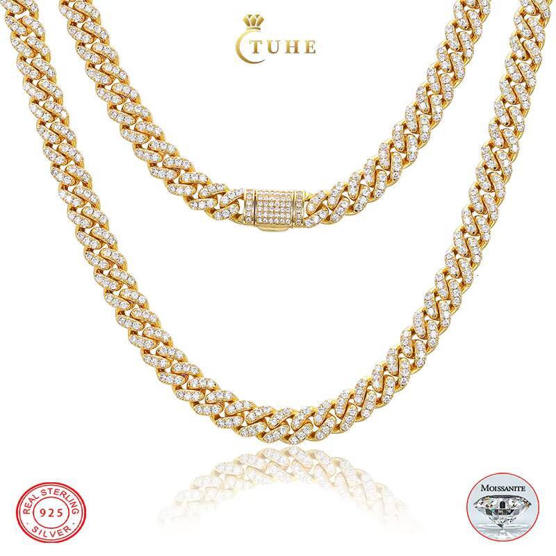 Custom Iced Out 8mm 925 Sterling Silver Pass Diamond Tester VVS Moissanite Diamond Miami Cuban Link Chain for Women