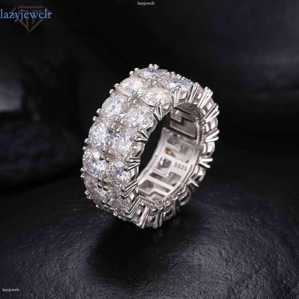 Stylish sparkly 2-row diamond ring by Dia Tester Sterg Sier Jewelry Moissanite ring