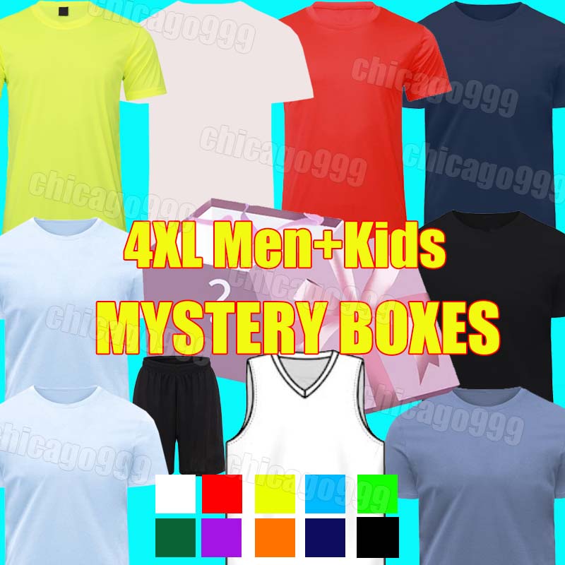 4XL MYSTERY BOXES basketball Jersey soccer jerseys National Clubs teams Any shorts blind box Gift Fans Player retro football shirts random Men kids kits socks pants